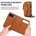 thumbnail image 5 of For Google Pixel 9 / 9 Pro Crossbody Wallet Phone Case,Magnetic Detachable Flip,With Shoulder Strap&Wrist Strap,Zipper Pocket,Card&Cash Slots,PU Leather Shockproof Rugged Phone Case,Brown, 5 of 9