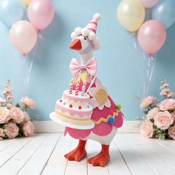 AuroraX 7" Desk Goose Clothes Pink Birthday Party Mini 7" Desktop Goose Outfits Sets Happy Birthday Holiday Desktop Goose Accessories