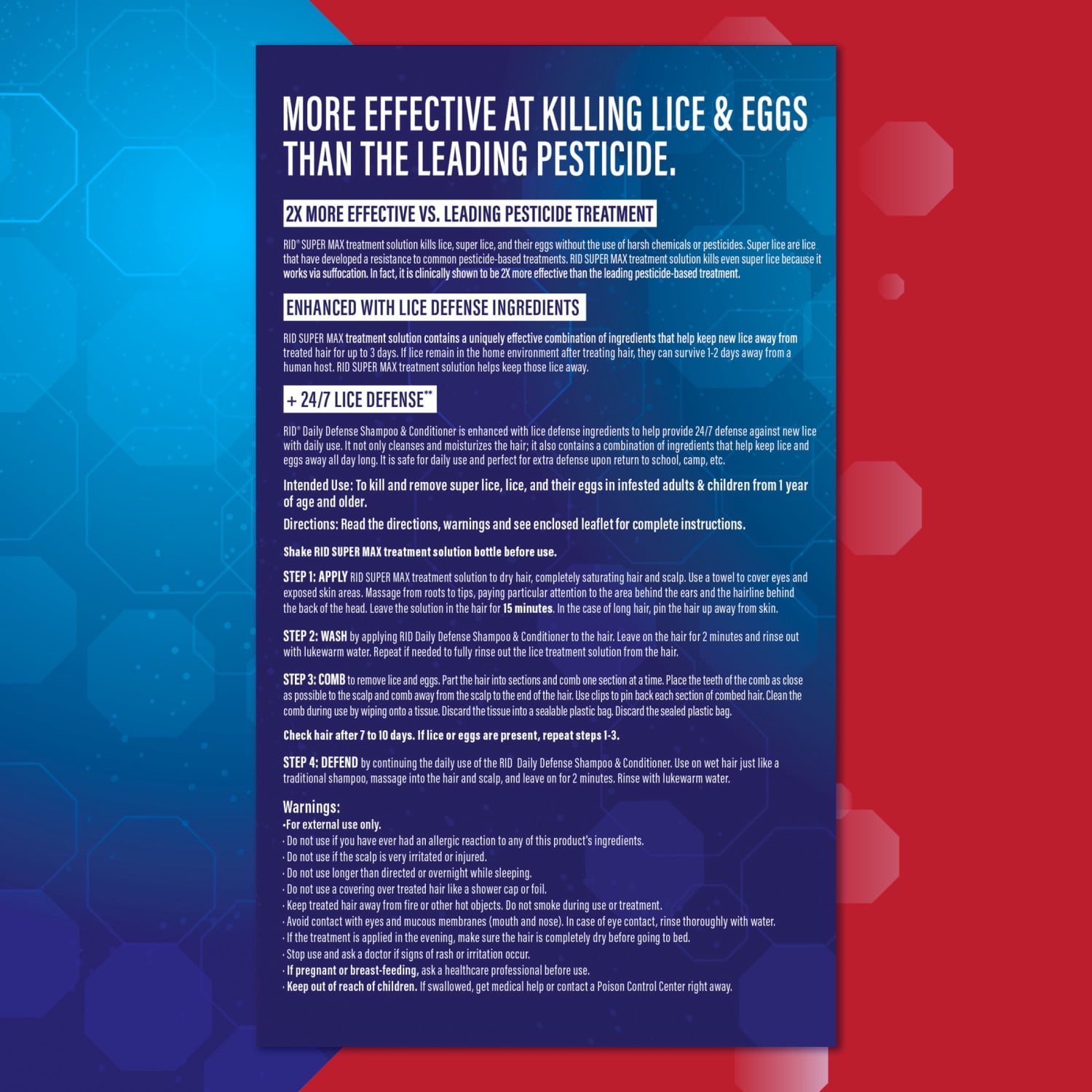 RID Super Max 5-in-1 Complete Lice Treatment Kit Kills Super Lice & Eggs + 24/7 Lice Defense
