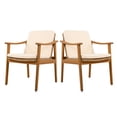 thumbnail image 2 of 2PCS Outdoor Dining Chairs (Teak Acacia Frame, Brown PE Rattan, Beige Waterproof Cushion, Patio), 2 of 9