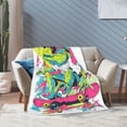 thumbnail image 5 of Funny Skater Bearded Dragon Blanket – Retro 90s Graffiti Fleece Throw,Cool Lizard Art Decor 80x60, 5 of 6