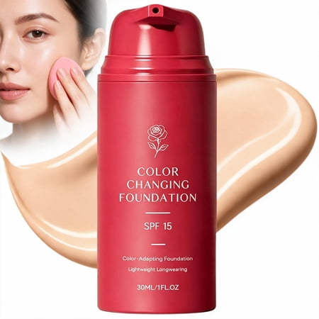 Color Changing Foundation, Foundation Korean Color Changing Foundation For Mature Skin,Skin Tone Adapting Liquid for All Skin Types, 1 Fl Oz(1pc)