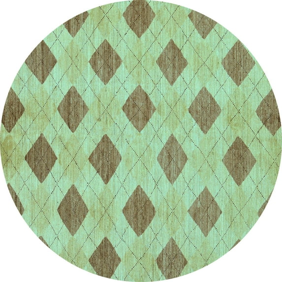 Ahgly Company Indoor Round Abstract Light Blue Modern Area Rugs, 4' Round