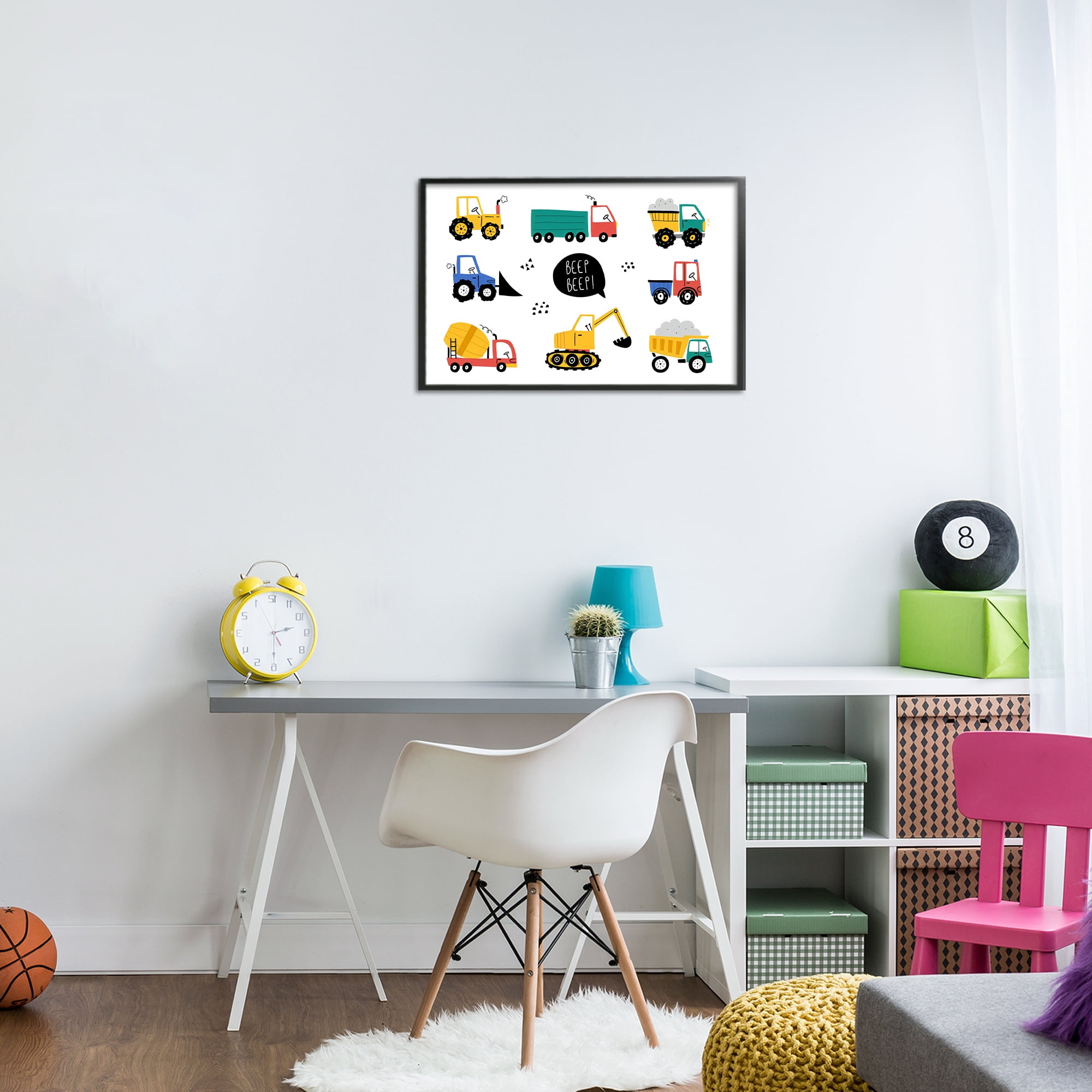 Stupell Industries Beep Construction Vehicles Black Framed Giclee Art, design by Creative Studio