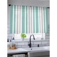 thumbnail image 5 of Sheer Curtains 54 Inch Length 2 Panels Set for Kitchen, Aqua Grey Stripe Semi Sheer Curtains for Windows, Farmhouse Minimalist Striped Voile Window Treatments Rod Pocket Curtain, 5 of 7