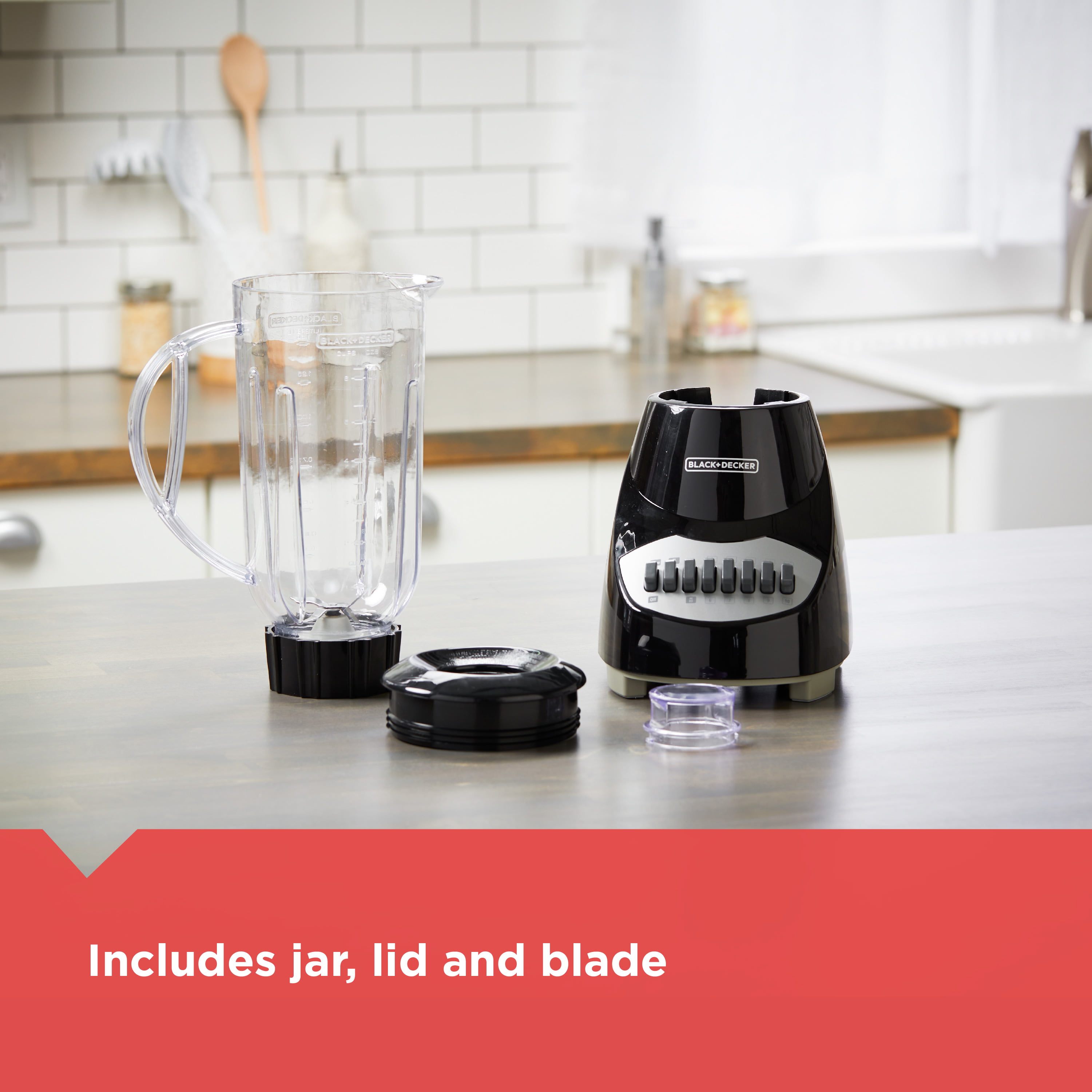 Black&Decker 10 Speed Blender with Plastic Jar, Black