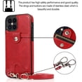 thumbnail image 5 of Necklace Crossbody Case for iPhone 12 Pro Max,PU Leather Wallet Lanyard Case Cover with Card Holder Adjustable Detachable Anti-Lost Neck Strap Case for iPhone 12 Pro Max,6.7",Red, 5 of 17