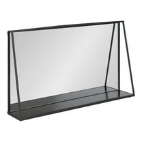Kate and Laurel Lintz Metal Framed Mirror with Shelf, Black 28x16