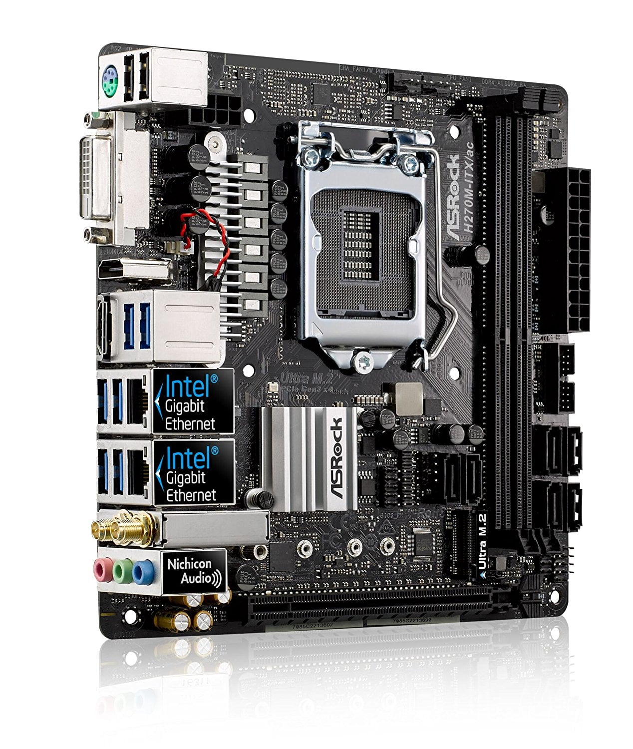 Asrock H270m Itx Ac Lga 1151 Intel H270 Hdmi Sata 6gb S Usb 3 0 Mini Itx Motherboard Walmart Com Walmart Com