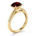 thumbnail image 3 of Gem Stone King 10K Yellow Gold Red Garnet Solitaire Engagement Ring for Women (2.50 Cttw, Cushion Checkerboard 8MM, Gemstone January Birthstone, Available in Size 5, 6, 7, 8, 9), 3 of 4