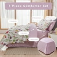 thumbnail image 3 of Smuge 7 Pcs Floral Bedding Comforter Set Purple Red Flower King Size Bed in a Bag Fitted Sheet, Flat Sheet, Pillowcases & Shams for Adult, 3 of 9