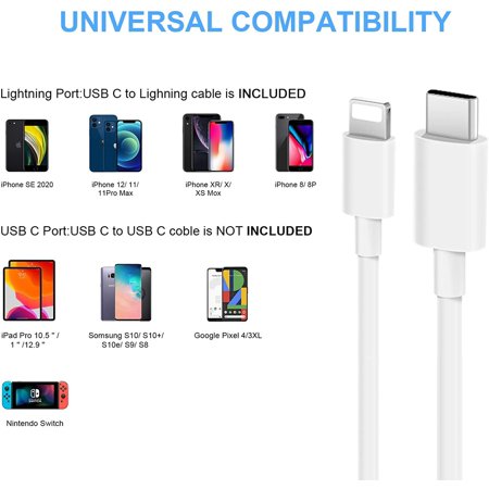 Iphone 13 Fast Charger w Pd Type C Power Wall Charger With 6ft Usb C To Lightning Cable Compatible Iphone 13 13pro Max 12 12 Mini 12pro 12 Pro Max 11 11 Pro Ipad Airpod Walmart Canada
