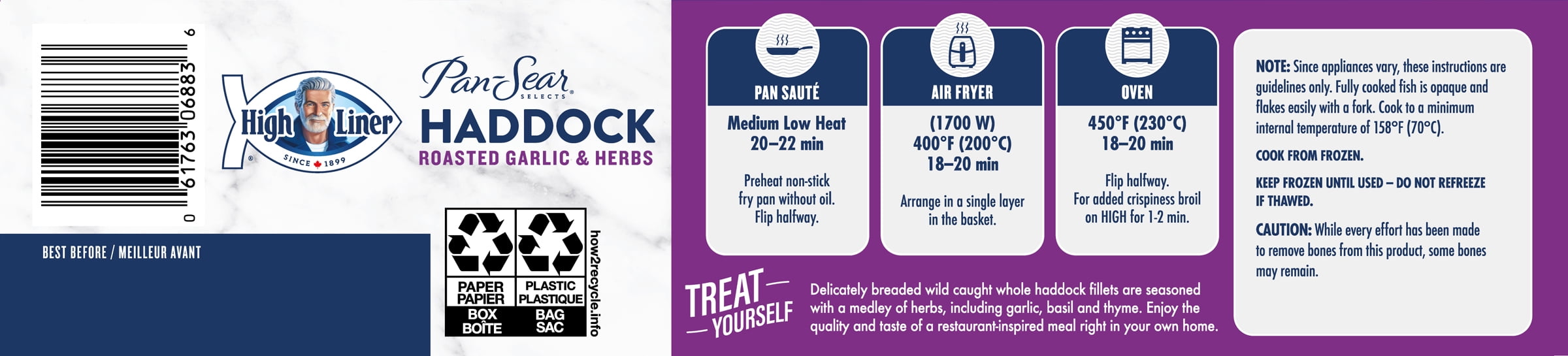 High Liner Pan-Sear Selects Roasted Garlic & Herb Haddock, 500 g