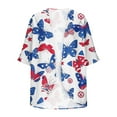 thumbnail image 3 of Hvot&aat Women American Flag 4th of July Short Sleeve Cardigan Summer Beach Rash Guard Independence Day Printed Cardigan, 3 of 4