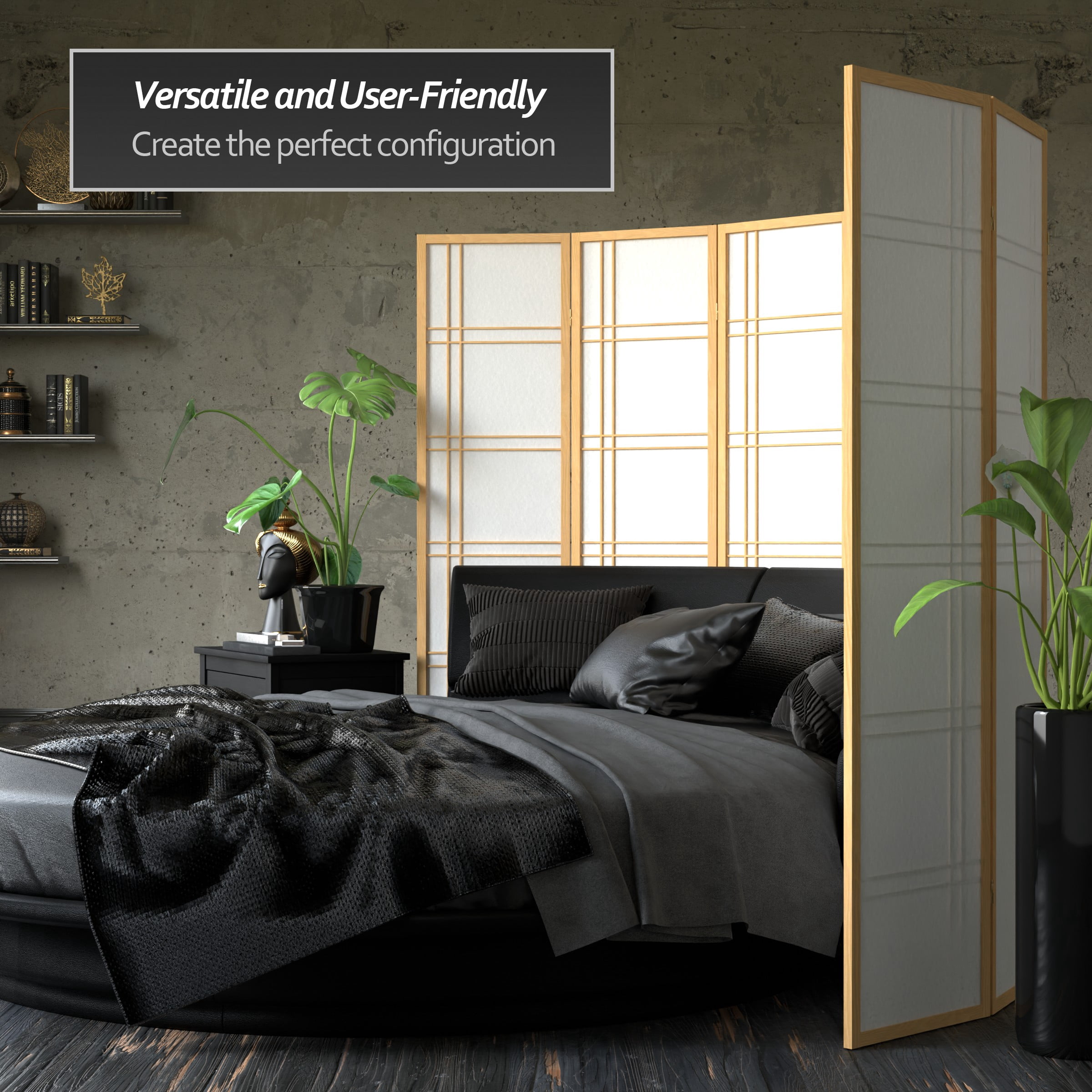 6 ft. Tall Double Cross Shoji Screen - Natural - 6 Panels