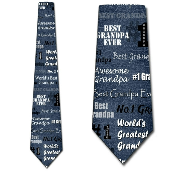 World's Greatest Grandpa - Steel Blue Necktie Mens Tie by Three Rooker