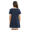 thumbnail image 3 of Women's Short Sleeve V Neck Sleepshirts With Pocket Ladies Home Pajamas Soft Comfy Nightdress,Lightweight Fabric,S-3XL,Dark Blue, 3 of 7