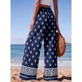 thumbnail image 4 of Wrongduck Womens Pants Elastic Waist Floral Lightweight Palazzo Pants for Women Casual Lounge Wide Leg Pants Woman, 4 of 7