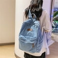 thumbnail image 3 of Boyscolos Fashion Backpack Denim Daypack Bag, Cute Denim Shoulder Bag Aesthetic Y2K Grunge Kawaii Trendy Bookbag Backpack Blue One Size, 3 of 5