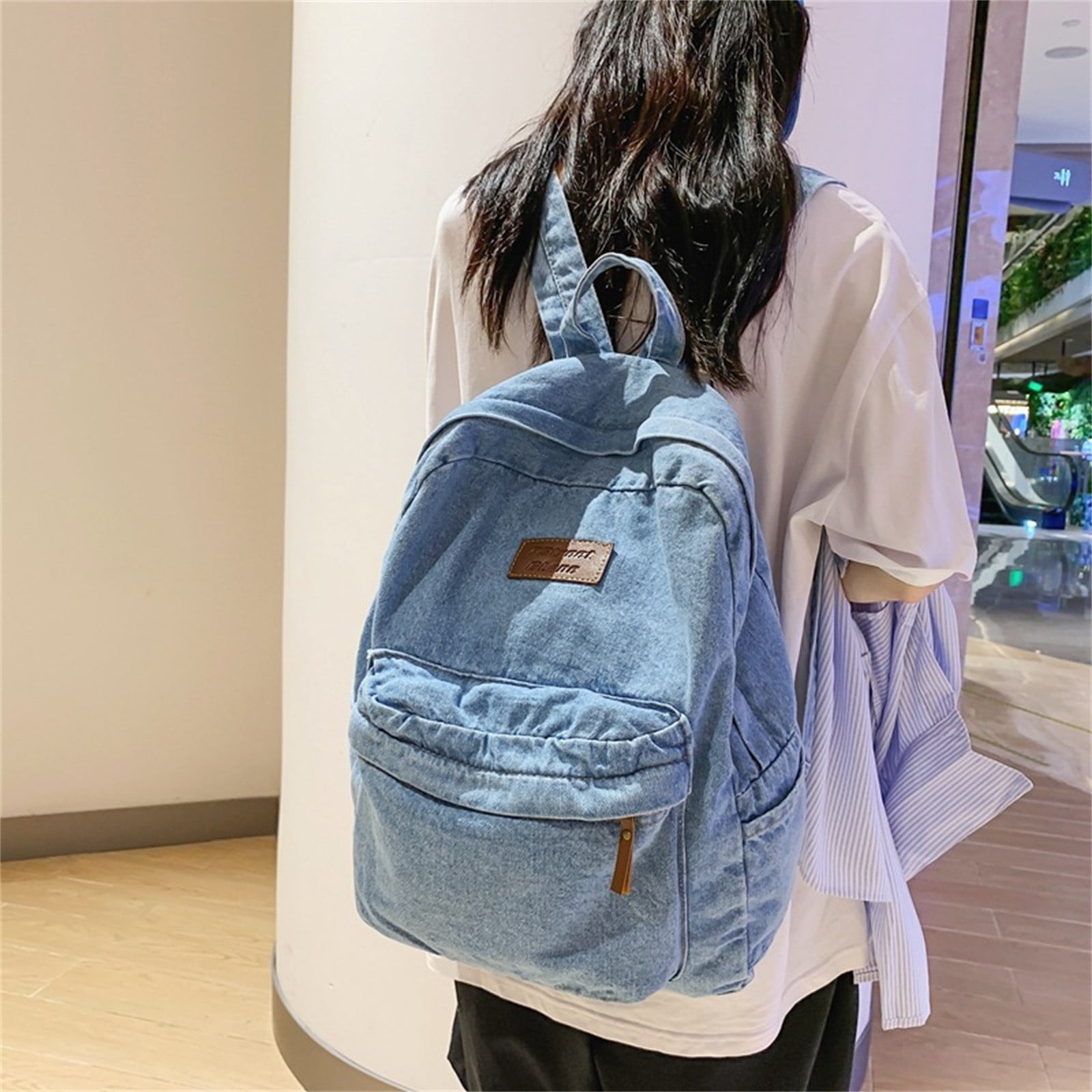 Denim Backpack For Girlswomen Classic Retro Bookbags School Bag Travel Jeans Backpack For College Women S Handbag Walmart