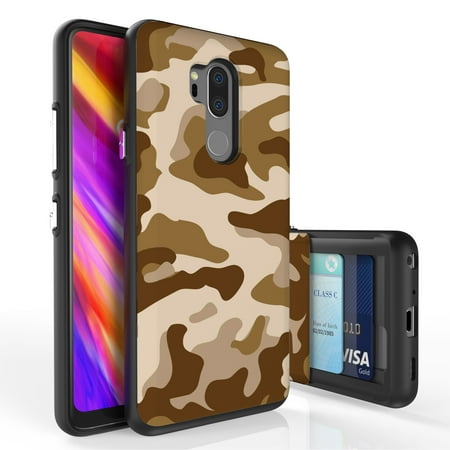 Cotton Desert Storm Camouflage - LG G7 ThinQ Case, DuoShield Slim Wallet Case + Dual Layer Card Holder For LG G7 ThinQ (Released 2018) Desert Storm Camouflage