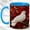Blue, variant on White Dove Coffee Mug, Red Mosaic Bird Mug, Ceramic 11 oz