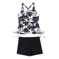 thumbnail image 2 of HOMBOM Womens Swimsuit Tankini Modest Swimwear Two Piece High Waisted Black Boyshorts Bathing Suit for Young Woman,Tropical Floral,M, 2 of 9