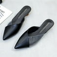 thumbnail image 6 of huanledash Women Pointed Toe Low Kitten Heel Mules Slippers Clear Pumps Slip-on Dress Shoes, 6 of 8