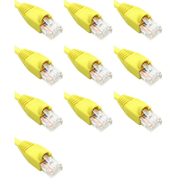 7 Feet Cat6 Ethernet Network Patch Cables Yellow RJ45 m/m (10 Pack)