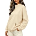 thumbnail image 5 of Mock Neck Sweatshirts for Womens Oversized Pullover Long Sleeves Top Lightweight Fall Shirt with Kangaroo Pocket Cute Teen Girl Clothes, 5 of 6