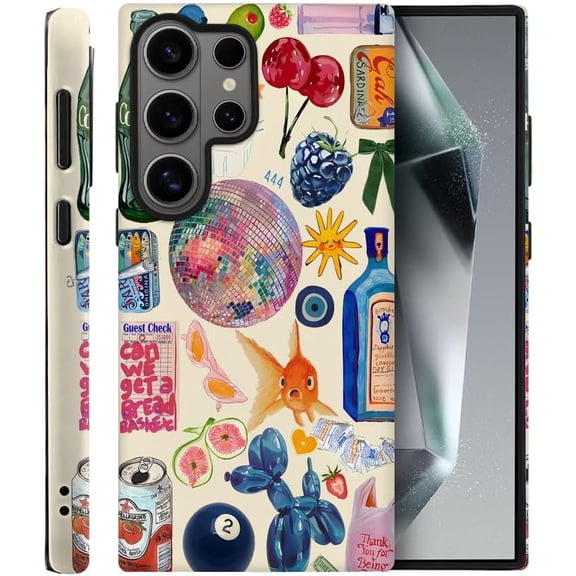 Case for Samsung Galaxy S26 Ultra, Collage European Disco Phone Case Drop Resistant Frosted 2 in 1 Solid Dual-Layer Cover for Girl Women