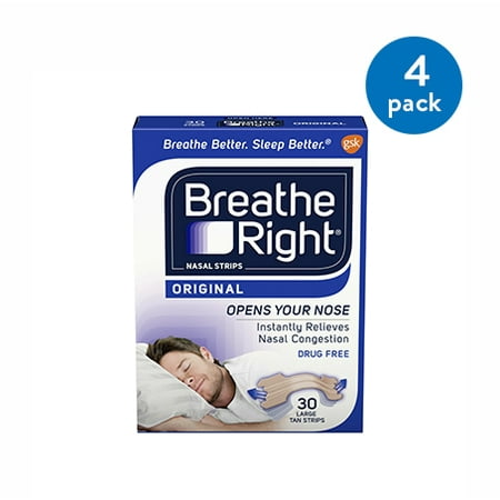 (4 Pack) Nasal Strips Breathe RightÂ® 30 per Box