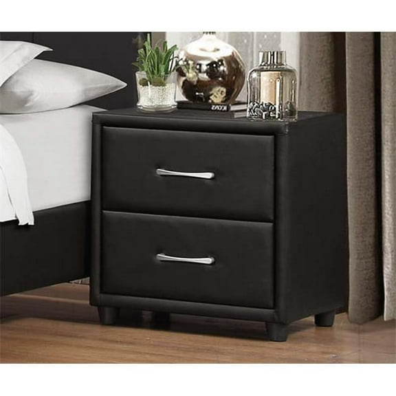 Homelegance  Lorenzi Collection Night Stand, Black Vinyl - 21.25 x 16 x 22 in.