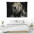 thumbnail image 3 of COMIO Lion Tapestry, Wild Animal African Lion on Black Background, Black and White Lion Tapestry, Animal Lion Tapestry Wall Hanging for Bedroom Living Room Collage Dorm Room 40x30 Inch, 3 of 7
