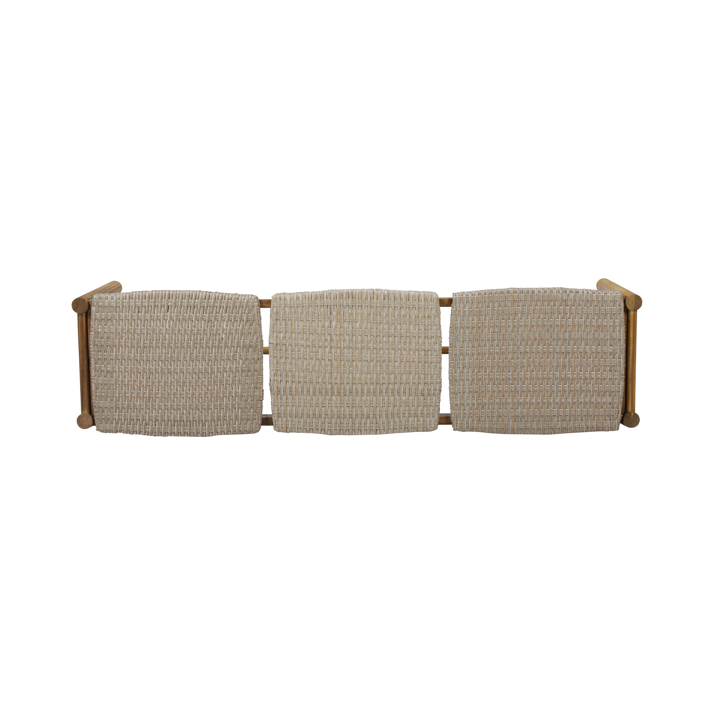Outdoor 3 Seater Garden Rest Bench, Acacia Wood Public Leisure Seat for Patio Garden, Light Gray