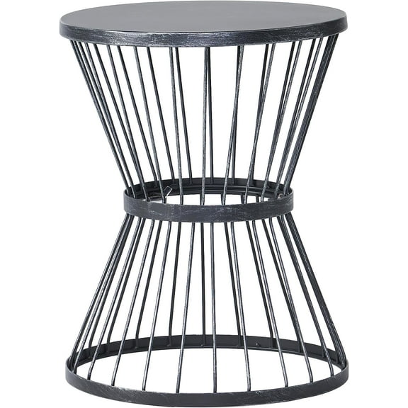 Outdoor Metal Wire Side Table with Round Top, 16.25W x 21H inches, Black
