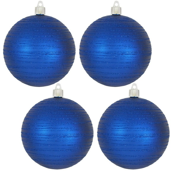 Christmas By Krebs 4 3/4" (120mm) Ornament [4 Pieces] Commercial Grade Indoor & Outdoor Shatterproof Plastic, Water Resistant Ball Shape Ornament Decorations (Regal Blue with Dark Blue Tangles)