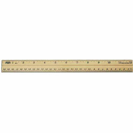 School Smart 015348 Double Beveled Inches And Metric Wood & Metal Edge Ruler,