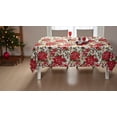 thumbnail image 3 of Serafina Home Poinsettia Christmas Fabric Tablecloth: Festive Holiday Floral Holly Berry Pinecone Design (60"x 104" inch), 3 of 5