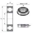 thumbnail image 4 of Unique Bargains 60/22NR2RS Deep Groove Ball Bearings 22x44x12mm P4 Double Rubber Seal Lubricated Bearings 1Pc Car Scooter Skateboard Wheel Universal Silver Tone Black, 4 of 6
