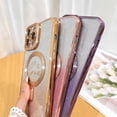 thumbnail image 5 of Compatible with iPhone 13 Pro Case,Compatible with MagSafe Love Heart Plating Camera Protection Clear Phone Case, Magnetic Glitter for Women Girls Shockproof Back Bumper 6.1"-Purple, 5 of 16
