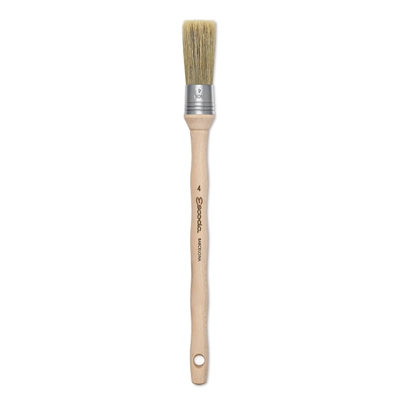 Escoda Natural Bristle Brushes - Round Square, Size 4, Long Handle
