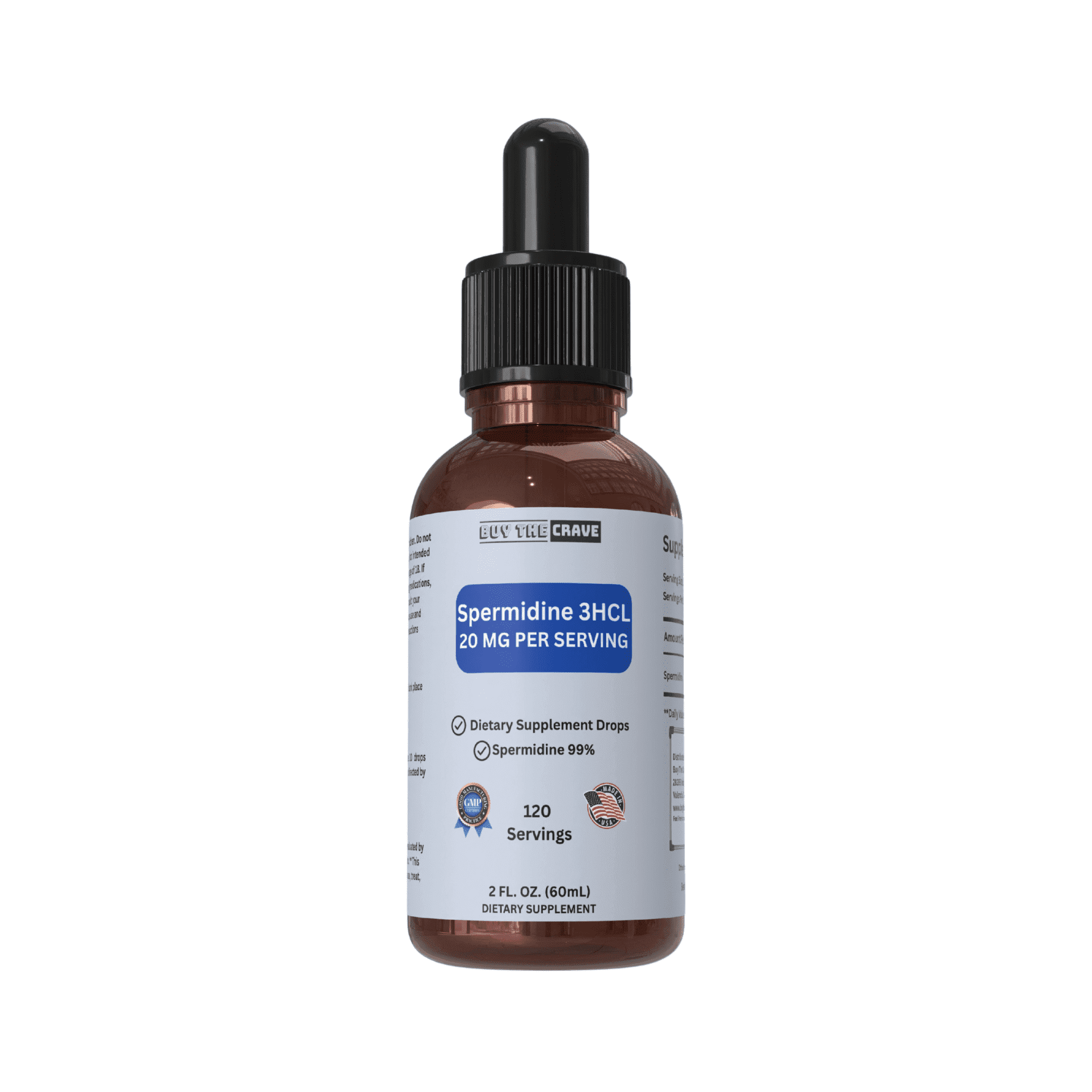 Spermidine Liquid Drops – 20mg per Serving – Cellular Health & Longevity Support – Fast-Absorbing Formula – 2 fl oz Dropper Bottle – Non-GMO, Vegan, Sugar-Free