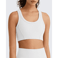 thumbnail image 6 of G4Free Ribbed Crewneck Sports Bras Padded for Women - Racerback Crop Tank Tops Workout Yoga Medium Impact, 6 of 7