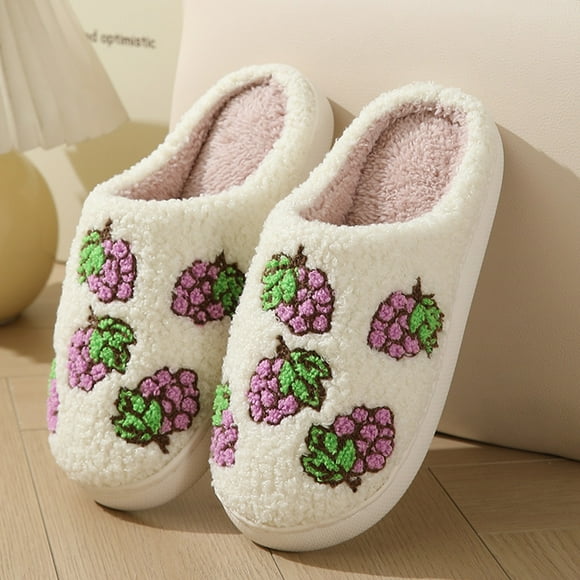 iTNHFP Women's Slippers Indoor Outdoor Fall and Winter Fruit Pattern Slippers Warm Padded Non Indoor Slippers