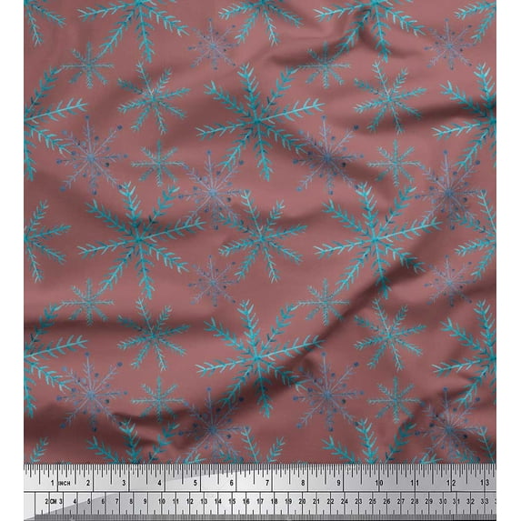 Soimoi Brown Velvet Fabric Snow Flakes Floral Decor Fabric Printed Yard 58 Inch Wide
