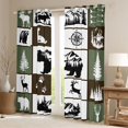 thumbnail image 2 of jejeloiu Wild Deer Bear Blackout Curtains Set of 2 (52x84 Each),Patchwork Geometric Grid Window Curtains,Green White Black Curtains and Drapes For Adults,Microfiber Bedroom Decor, 2 of 6