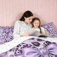 thumbnail image 4 of Erosebridal Delicate Satin Bow Ribbon King Size Comforter Sets for Girls, Romantic Floral Print Comforters King Size, Reversible 3 Pieces 1 Comforter and 2 Pillowcases, 4 of 6