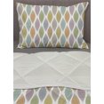 thumbnail image 3 of Leaf Comforter & Sham Bedding Set, Scribbled Motifs on Pastel Colored Uneven Ogee Forms Vintage Inspirations, 3 pcs Duvet Set Microfiber Filling Quilt, 5 Sizes, Multicolor, by Ambesonne, 3 of 4
