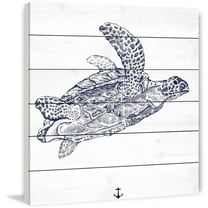 Marmont Hill "Blue Turtle" Painting Print on White Wood